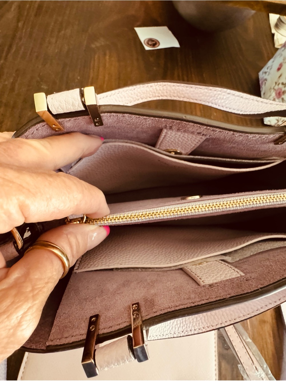 kate spade Pale Pink Pebbled Leather Tote with Matching Wristlet - Picture 4 of 7